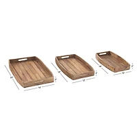 Rustic Brown Mango Wood Rustic Tray Set