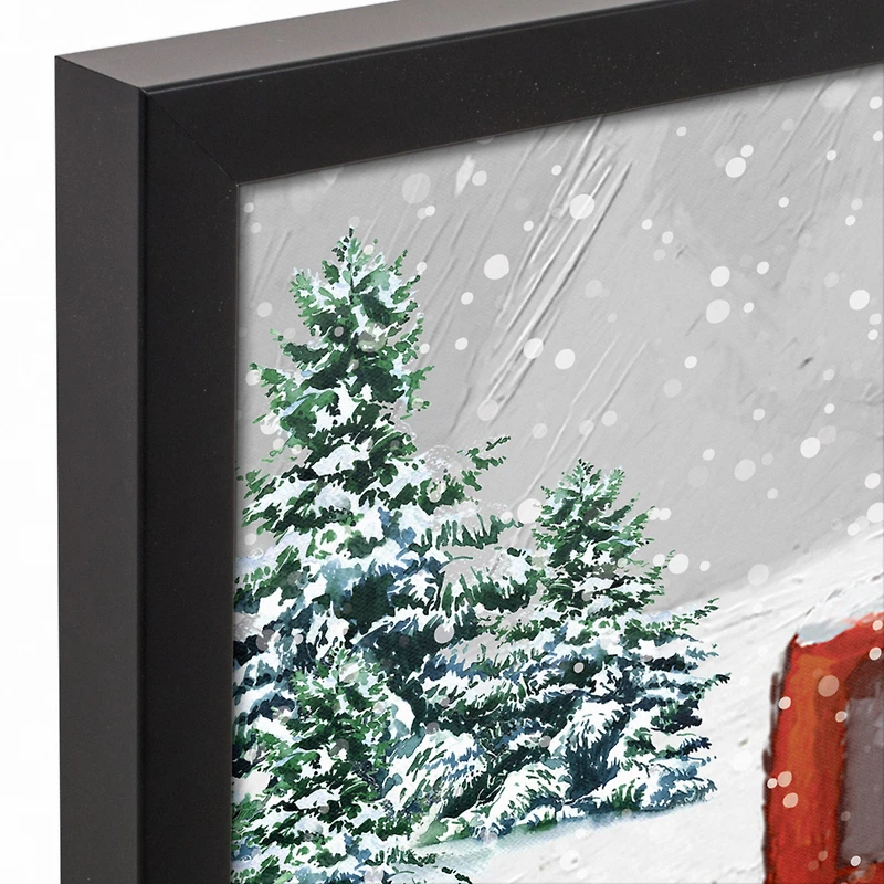 Santa Paws in Coming to Town Black Framed Canvas Wall Art