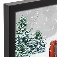 Santa Paws in Coming to Town Black Framed Canvas Wall Art