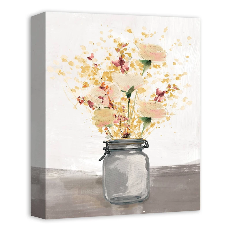 Floral Mason Jar Canvas Wall Art