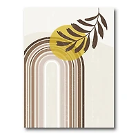 Designart - Abstract Sun and Moon With Leaf In Earth Tones