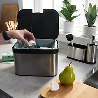 Organize It All Stainless Steel Compost Bin with Bonus Biodegradable Bags, Sink Organizer & Scrub Brush