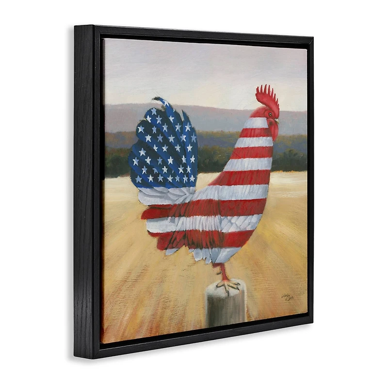 Stupell Industries American Flag Rooster Floater Framed Art