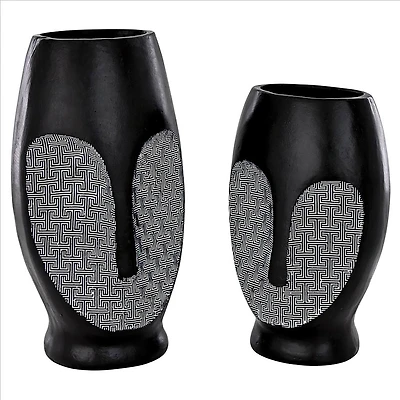 Design Toscano Contemporary Cubist African Mask Sculptural Vase Set