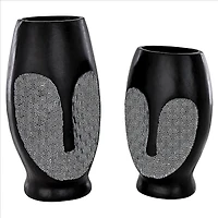 Design Toscano Contemporary Cubist African Mask Sculptural Vase Set
