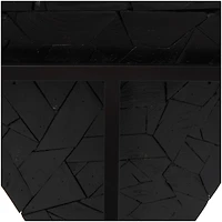 22" Black Teak Wood Geometric Handmade Inverted Pyramid Accent Table with Black Metal Base