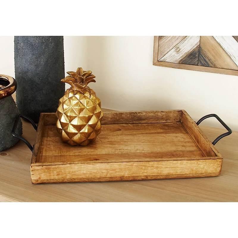 Rustic Brown Mango Wood Tray Set