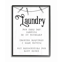 Stupell Industries Family Laundry Room Service Rustic Style Humor Framed Wall Art
