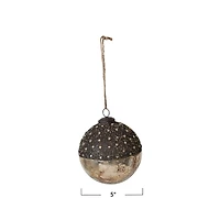 Hello Honey® 5" Starry Bronze & Dipped Silver Mercury Glass Ball Ornament