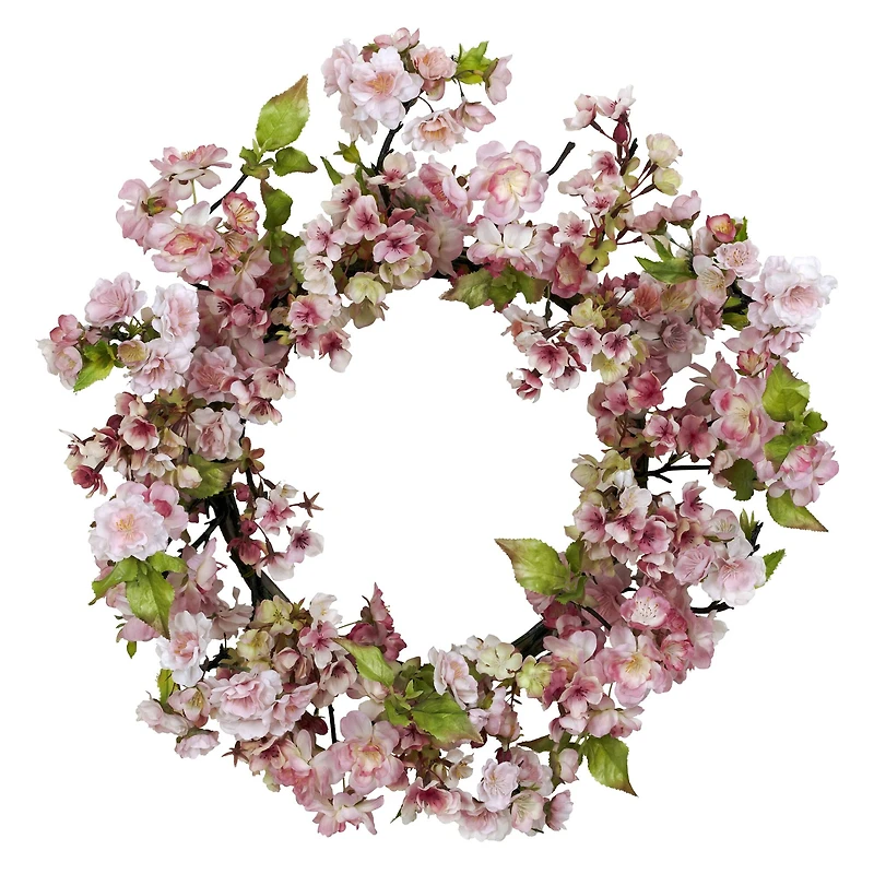 24" Pink Cherry Blossom Wreath