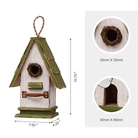 Glitzhome® 11" Hanging Wood Green Roof Garden Decorative Birdhouse