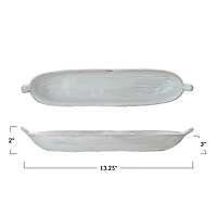 Hello Honey® 13.25" Long White Stoneware Dish with Reactive Glaze