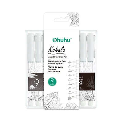 Ohuhu® Kohala 9 Piece Liquid Fineliner Drawing Pens