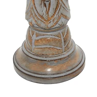 Light Brown Mango Wood Traditional Candle Holder Set