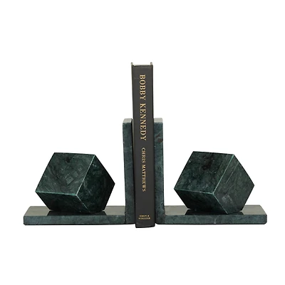 CosmoLiving by Cosmopolitan 6" Green Marble Orb Bookends Set