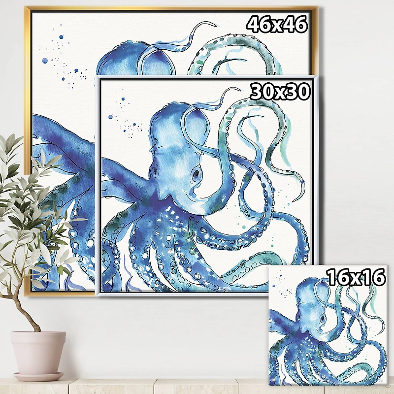 Designart - Blue Deep Sea VIII - Coastal Framed Canvas