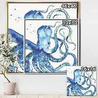Designart - Blue Deep Sea VIII - Coastal Framed Canvas