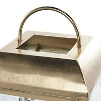16" Gold Metal Candle Lantern with Pebbled Glass