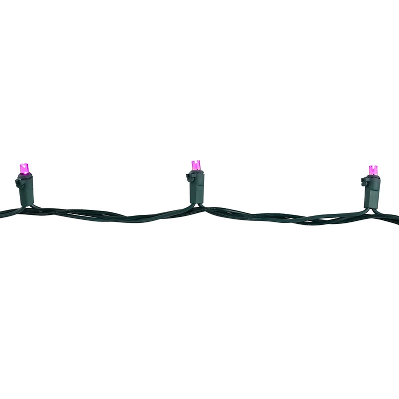 50ct Pink LED Wide Angle Christmas Lights  16.25ft Green Wire