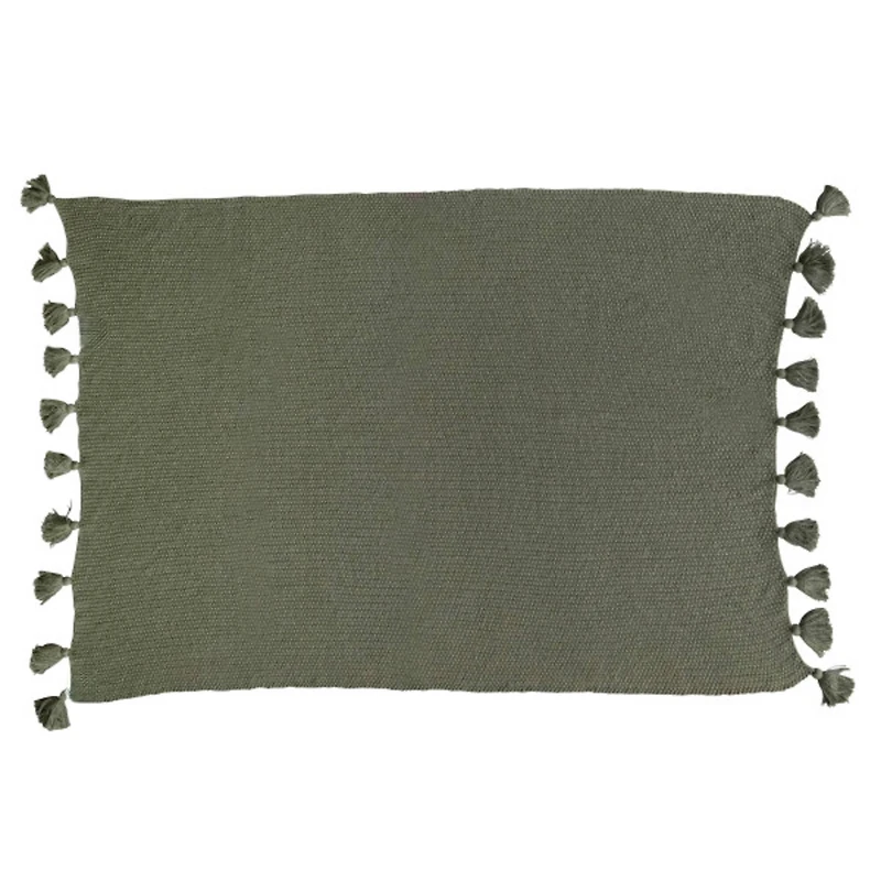 Hello Honey® Olive Green Knit Throw Blanket with Tassels