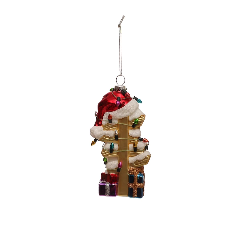 5.25" North Pole Sign with Presents & Santa Hat Glass Ornament by Ashland®