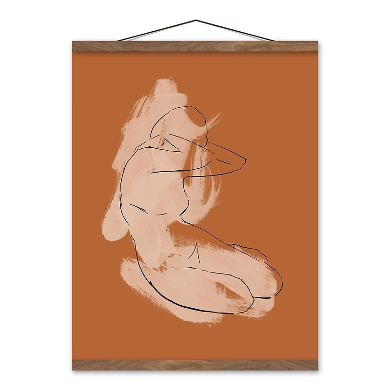 Terracotta Figure Teak Hanging Canvas