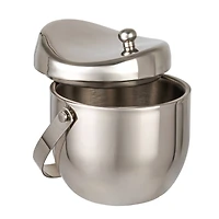 Hello Honey 1-Quart Stainless Steel Double-Wall Ice Bucket with Handle and Curved Lid, Brushed Nickel Finish