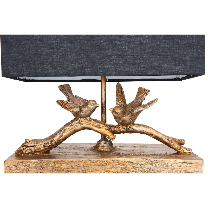 Hello Honey® 12.2" Birds on Branch Table Lamp with Rectangle Flax Shade