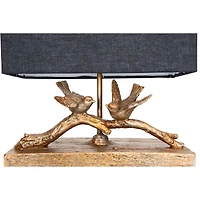 Hello Honey® 12.2" Birds on Branch Table Lamp with Rectangle Flax Shade