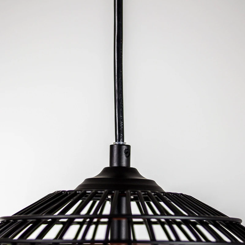 13" Industrial Style Caged Metal Pendant Lamp with Edison Bulb
