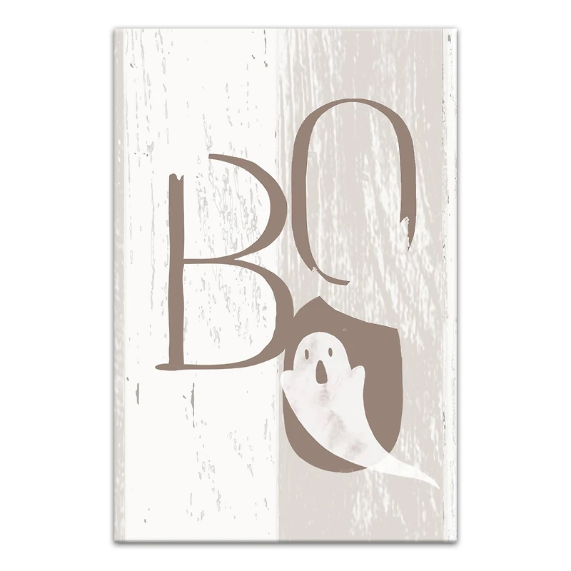 Boo Faux Wood 12" x 18" Canvas Wall Art