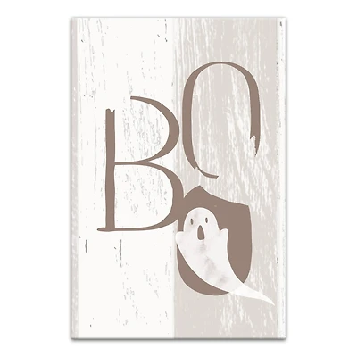 Boo Faux Wood 12" x 18" Canvas Wall Art