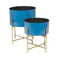 Blue Modern Planter, Set of 2" 15", 12"