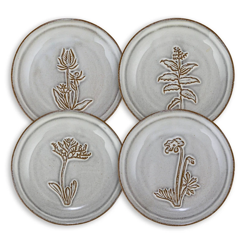 Hello Honey® 5" Cream & Brown Round Reactive Glaze Stoneware Dish Set