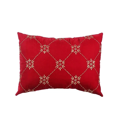 20" x 14" Burgundy Embroidered Snowflakes Throw Pillow by Ashland®