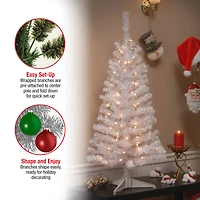 4ft. Pre-Lit White Iridescent Tinsel Artificial Christmas Tree, Clear Lights