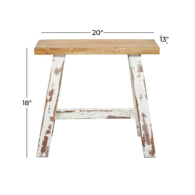 Brown & White Wood Farmhouse Bench