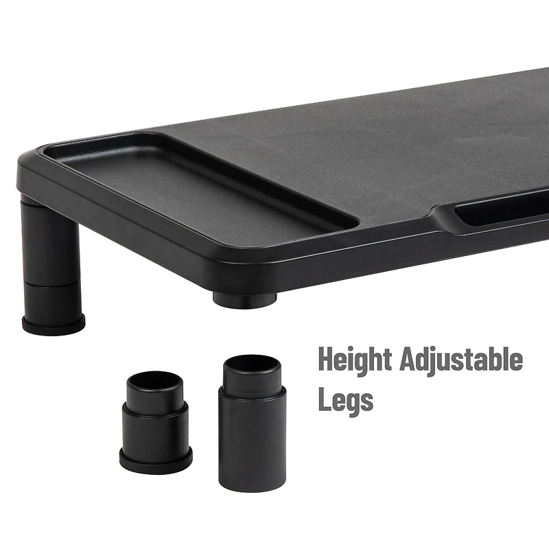 Mind Reader Monitor Stand, Laptop Riser, Desktop Organizer, Office, Plastic, Set of 2, Black