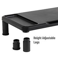 Mind Reader Monitor Stand, Laptop Riser, Desktop Organizer, Office, Plastic, Set of 2, Black