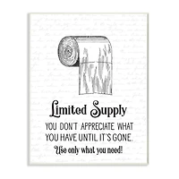 Stupell Industries Funny Limited Supply Bathroom Toilet Paper Home Quote Wood Wall Plaque