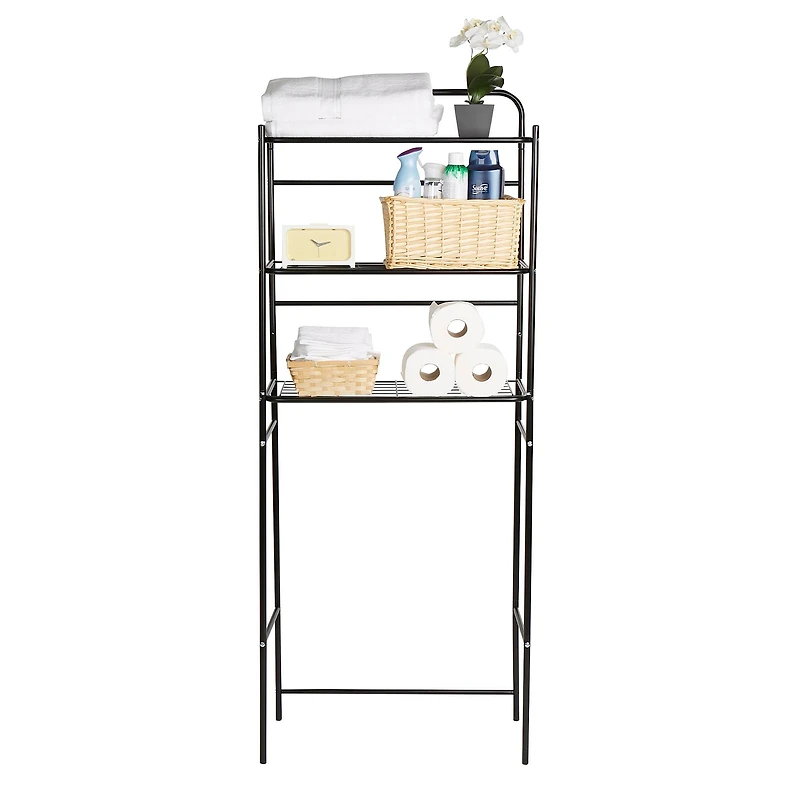 Mind Reader Black 3-Tier Over the Toilet Rack