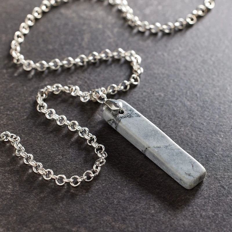 Black Network Agate Rectangle Pendant by Bead Landing™