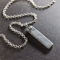 Black Network Agate Rectangle Pendant by Bead Landing™