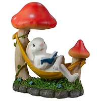 12" White Bunny in Hammock Outside Garden Statue