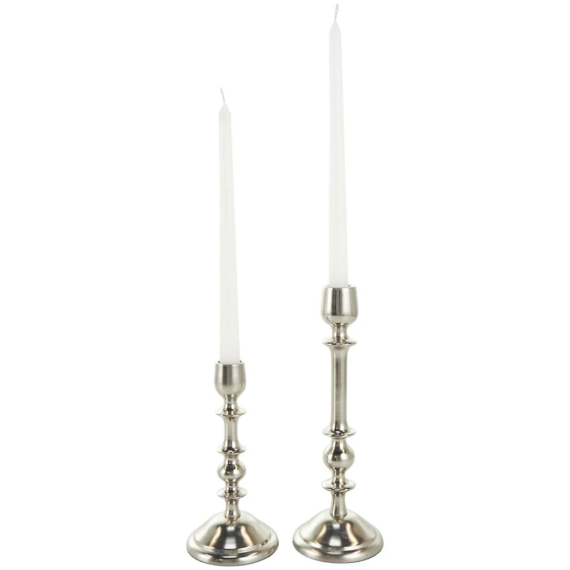 Silver Metal Candle Holder Set
