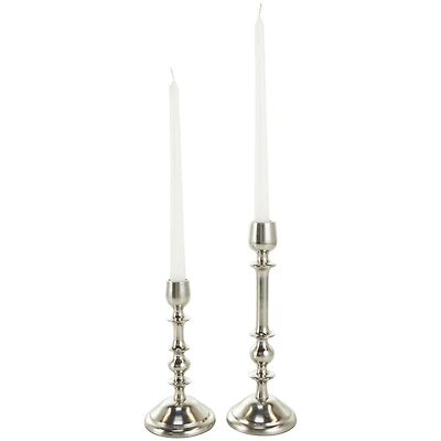Silver Metal Candle Holder Set