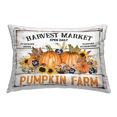 Stupell Industries Pumpkin Farm with Sunflowers Outdoor Printed Pillow