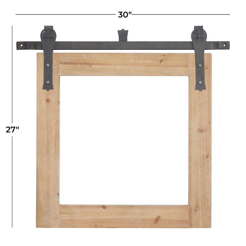 Brown Fir Farmhouse Wall Mirror, 27" x 30" x 2"