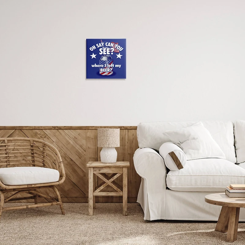 Stupell Industries Funny Patriotic Beer Canvas Wall Art