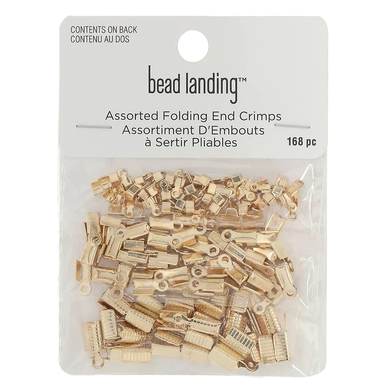 Mixed Gold Folding End Crimps, 168ct. by Bead Landing™
